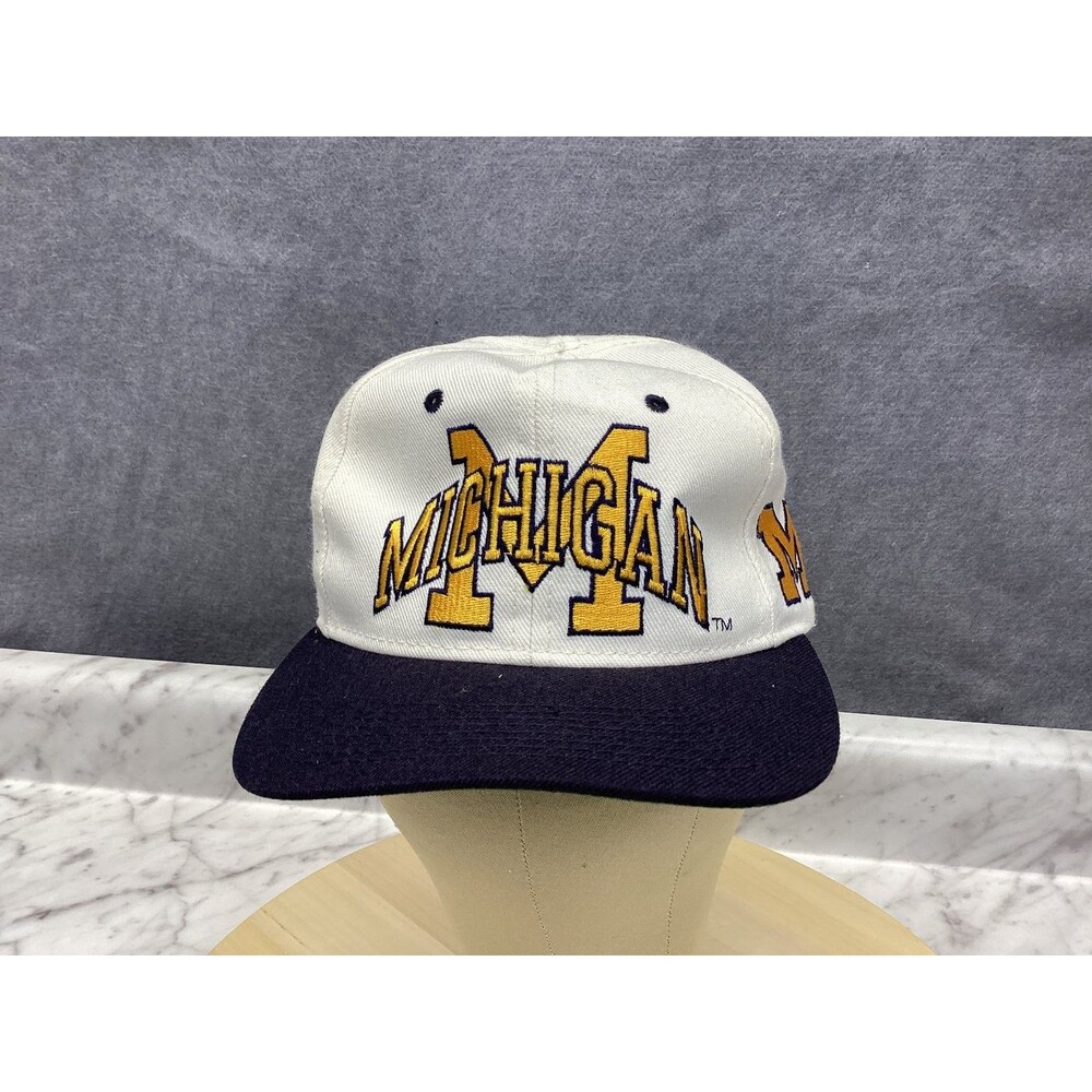 Michigan Hat Wolverines Cap Snapback Baseball Cap Adjustable White Navy Gold
